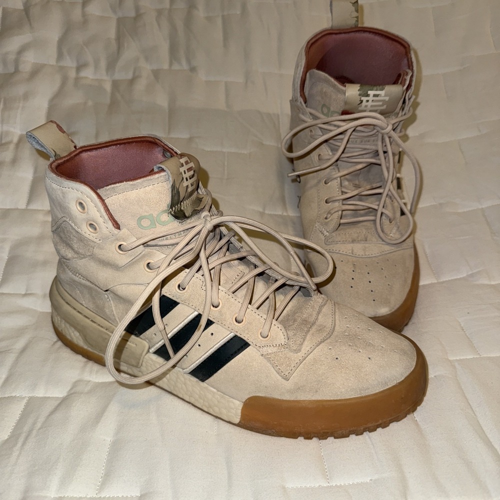 Adidas Mens Size 10.5 Rivalry RM x Eric Emanuel Linen High Top Lace Up Sneakers